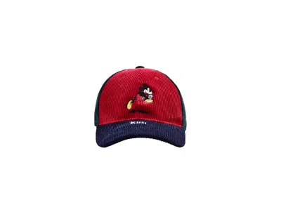 Pre-owned Kith X Disney Colorblocked Corduroy Mickey Cap In Red