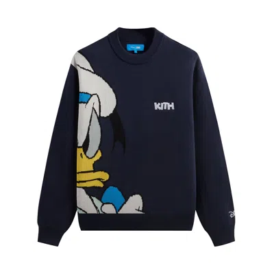 Pre-owned Kith X Disney Donald Duck Lewis Crewneck Sweater 'nocturnal' In Blue
