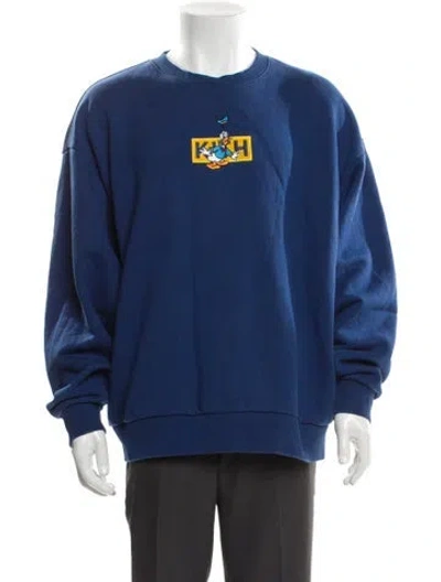 Pre-owned Kith X Disney Graphic Print Crew Neck Sweatshirt In Blue