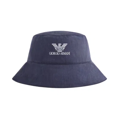 Pre-owned Kith X Giorgio Armani Cupro Jersey Bucket Hat 'nocturnal' | Blue | Men's Size M