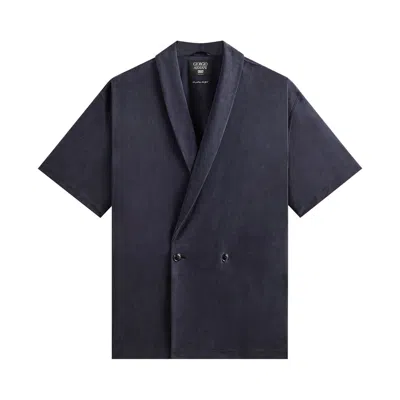 Pre-owned Kith X Giorgio Armani Short Sleeve Thompson Crossover Shirt 'nocturnal' | Blue | Men's Size S