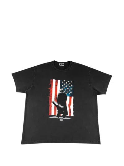 Kith X Johnny Cash American Flag Walk The Line T-shirt In Black