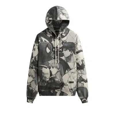 Pre-owned Kith X Marvel Vs. Capcom Fighter All-over Printed Vintage Nelson Hoodie 'sandrift' | Grey | Men's Si In Gray
