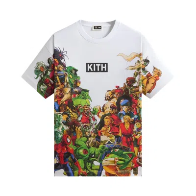Pre-owned Kith X Marvel Vs. Capcom New Age Of Heroes All-over Printed Tee 'white' | Men's Size Xl