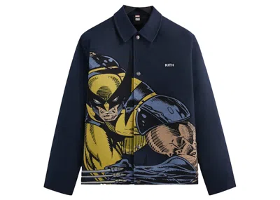 Pre-owned Kith X Marvel Xmen Wolverine Tapestry Coaches Jacket In Nocturnal Ph In Black