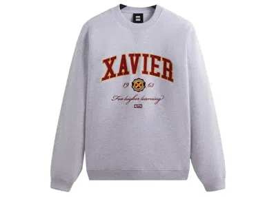 Pre-owned Kith X Marvel Xmen Xavier Institute Varsity Crewneck Sweatshirt In Light Heather Grey Ph