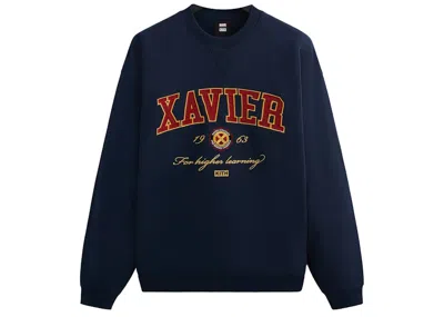 Pre-owned Kith X Marvel Xmen Xavier Institute Varsity Crewneck Sweatshirt In Nocturnal Ph In Black