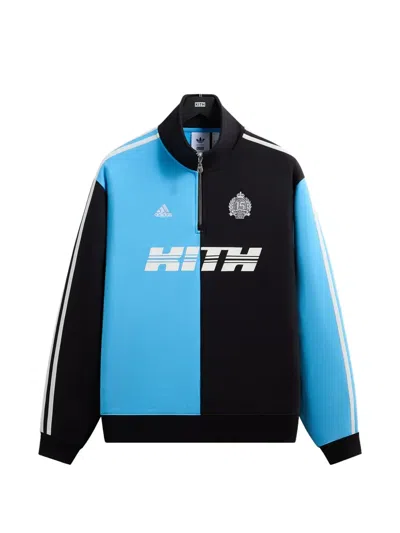 Kith X Messi Colour-block Quarter-zip Sweater In Blue