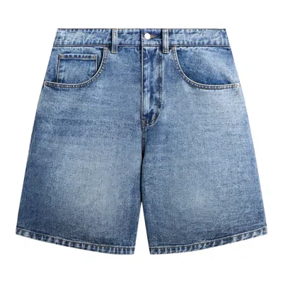 Pre-owned Kith X Messi For Adidas Denim Short 'aurora/ink' | Blue | Men's Size Xl