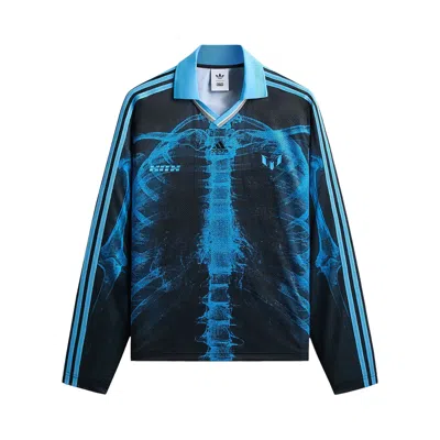 Pre-owned Kith X Messi For Adidas Skeleton Goalkeeper Long Sleeve Tee 'black/blue' | Men's Size Xl