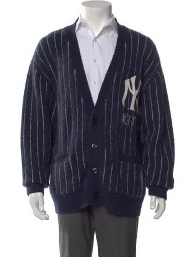 Pre-owned Kith X Mlb Striped V-neck Cardigan In Blue