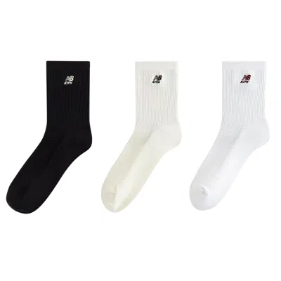 Pre-owned Kith X New Balance Mid Crew Waffle Knit 3-pack Crew Socks 'multi' | Multi-color | Men's Size Onesize