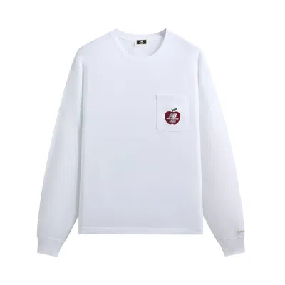 Pre-owned Kith X New Balance Ny Woodblock Long Sleeve Pocket Tee 'white' | Men's Size S