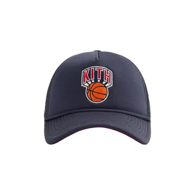 Pre-owned Kith X New Era For The New York Knicks 9forty Ms Trucker Snapback 'nocturnal' | Black | Men's Size O