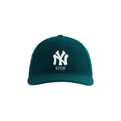 Pre-owned Kith X New Era For The New York Yankees Melton Wool 59fifty Low Profile Cap 'stadium' | Green | Men'
