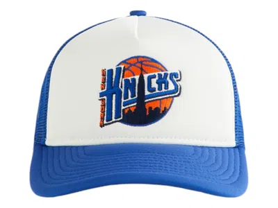 Pre-owned Kith X New Era New York Knicks Kids Skyline Trucker Cap In Royal