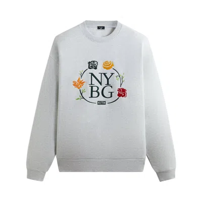 Pre-owned Kith X New York Botanical Garden Logo Nelson Crewneck 'light Heather Grey'