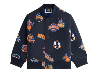 Pre-owned Kith X New York Knicks Kids Printed Bomber Jacket In Nocturnal