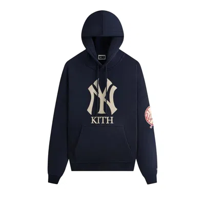 Pre-owned Kith X New York Yankees Plush Fleece Cropped Braxton Hoodie 'nocturnal' | Blue | Men's Size S