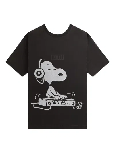 Kith X Peanuts Snoopy Dj T-shirt In Black