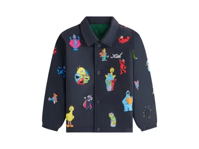 Pre-owned Kith X Sesame Street Kids Reversible Coaches Jacket In Black