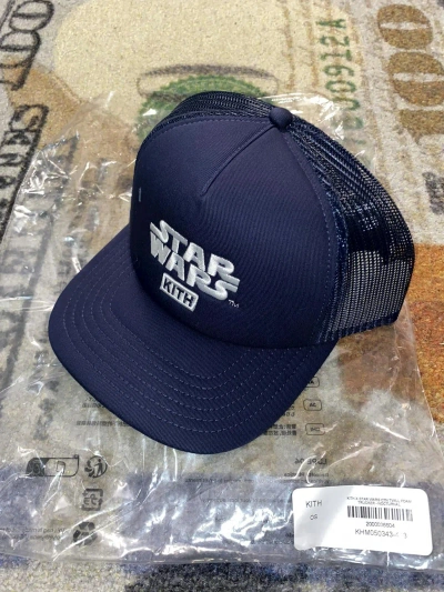 Pre-owned Kith X Star Wars Cotton Twill Foam Trucker Hat Nocturnal In Blue