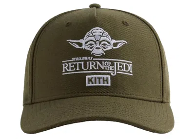 Pre-owned Kith X Star Wars Yoda Pinch Crown Snapback Hat In Cypress Ph
