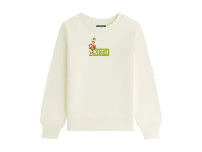 Pre-owned Kith X The Grinch Kids Classic Logo Crewneck Sweatshirt In Sandrift