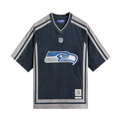 Pre-owned Kith X The Nfl For The Seattle Seahawks Leon Shirt 'nocturnal' | Blue | Men's Size L