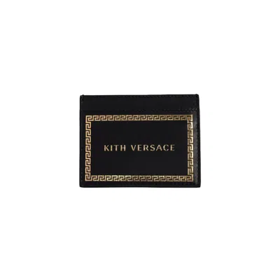 Pre-owned Kith X Versace Leather Card Holder In Black