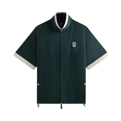 Pre-owned Kith X Wilson Dobby Zip Up Shirt 'stadium' | Green | Men's Size S