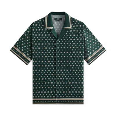 Pre-owned Kith X Wilson Silk Lyocell Thompson Camp Collar Shirt 'stadium' | Green | Men's Size S