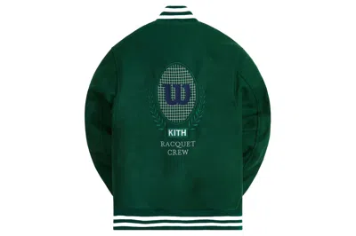 Pre-owned Kith X Wilson Willets Suede Varsity Jacket Conifer