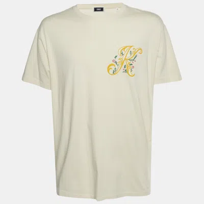 Pre-owned Kith Yellow Script Floral Jersey T-shirt L