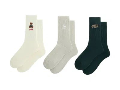 Pre-owned Kith Mas 3 Pack Crew Socks In Multi