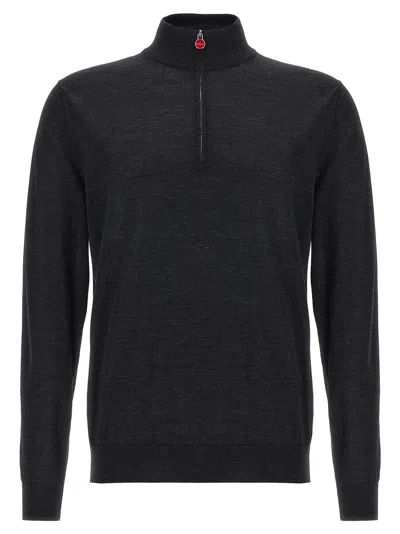 Kiton 14 Micron Cardigan Sweater, Cardigans Gray In Black