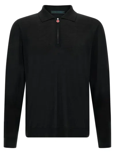 Kiton 14-micron Wool Polo Shirt In Black