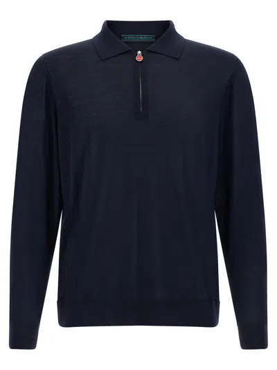 Kiton 14-micron Wool Polo Shirt In Navy