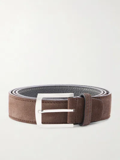 Kiton 3.5cm Suede Belt In Brown