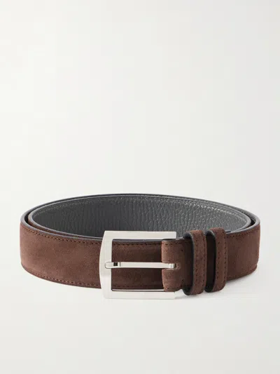 Kiton 3.5cm Suede Belt In Brown