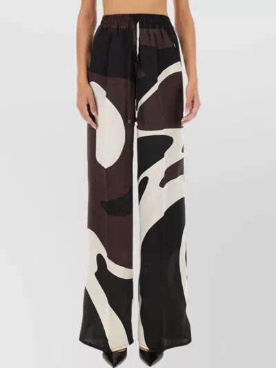 KITON ABSTRACT PATTERN WIDE LEG TROUSERS