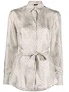 Kiton Abstract-print Tied Silk Shirt In Braun