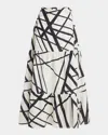 Kiton Abstract-print Tiered Maxi Wrap Skirt In Wht Mult