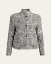 Kiton Abstract Wool Cropped Jacket In Gray