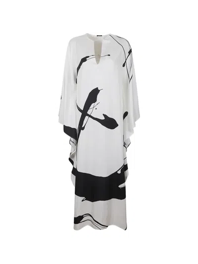 Kiton Abstract-print Silk Maxi Dress In White