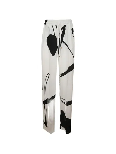 Kiton Abstract-print Silk Trousers In Multi