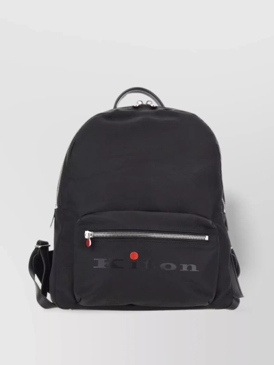 Kiton Nylon Backpack With Logo In Blue