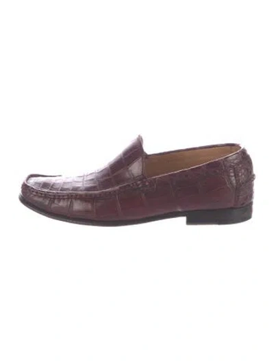 Pre-owned Kiton Alligator Dress Loafers In Burgundy