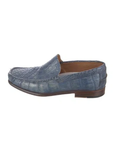 Pre-owned Kiton Alligator Loafers In Blue