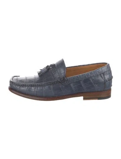 Pre-owned Kiton Alligator Loafers In Blue